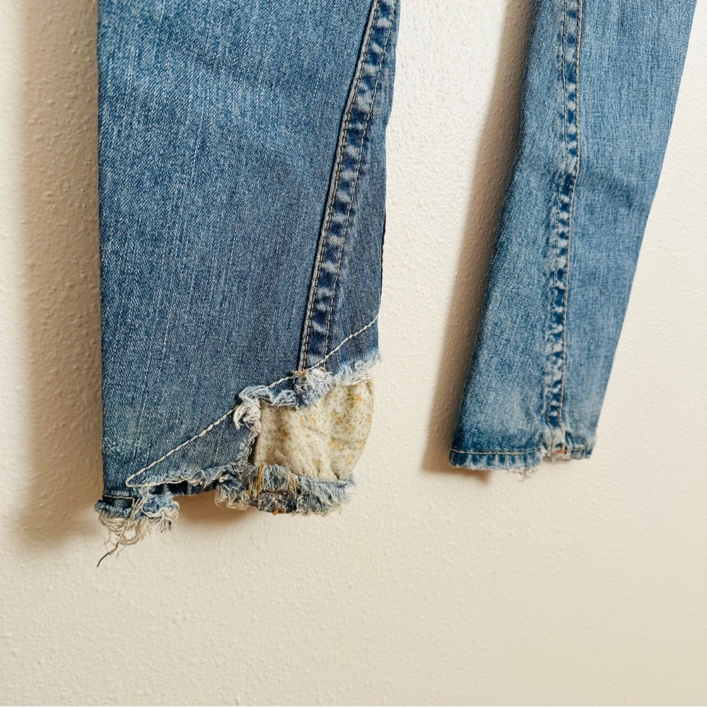 True Religion Low Rise Vintage Boho Patchwork Skinny Distressed Blue Jeans - Picture 14 of 16